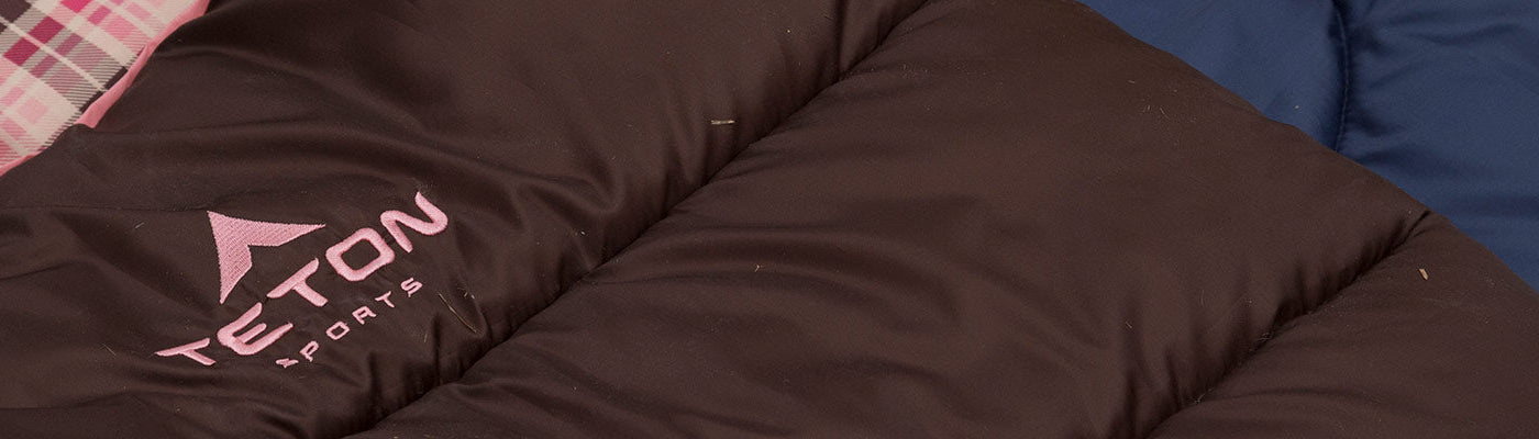 A closeup of a TETON Sports Junior Sleeping Bag.