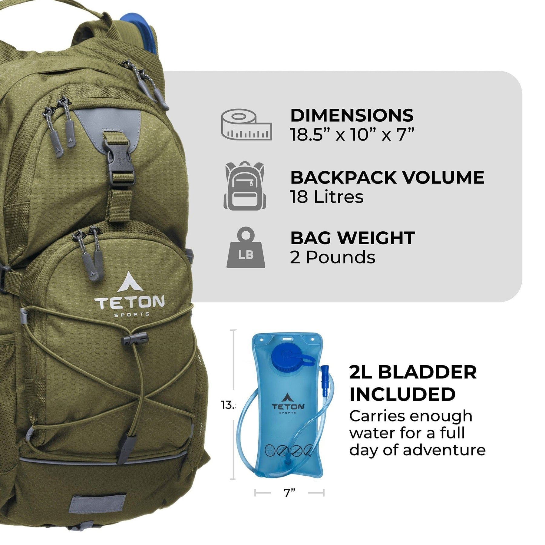 TETON Sports Oasis 18L Hydration Pack with 2L Bladder